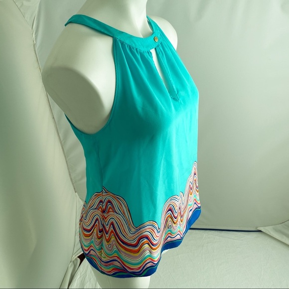 Lilly Pulitzer Rogan aqua multicolor top in Shorely Blue M - Picture 2 of 9